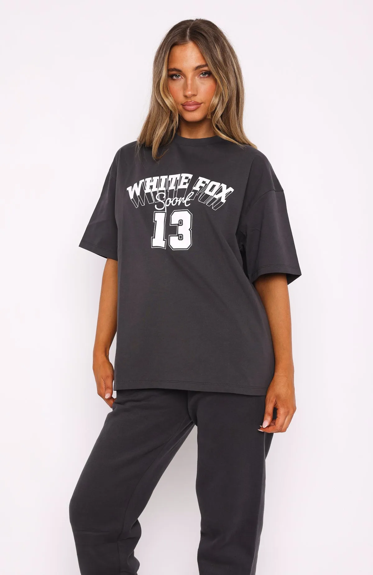 Out Of Line Oversized Tee Charcoal sold by White Fox Boutique product image thumbnail 2