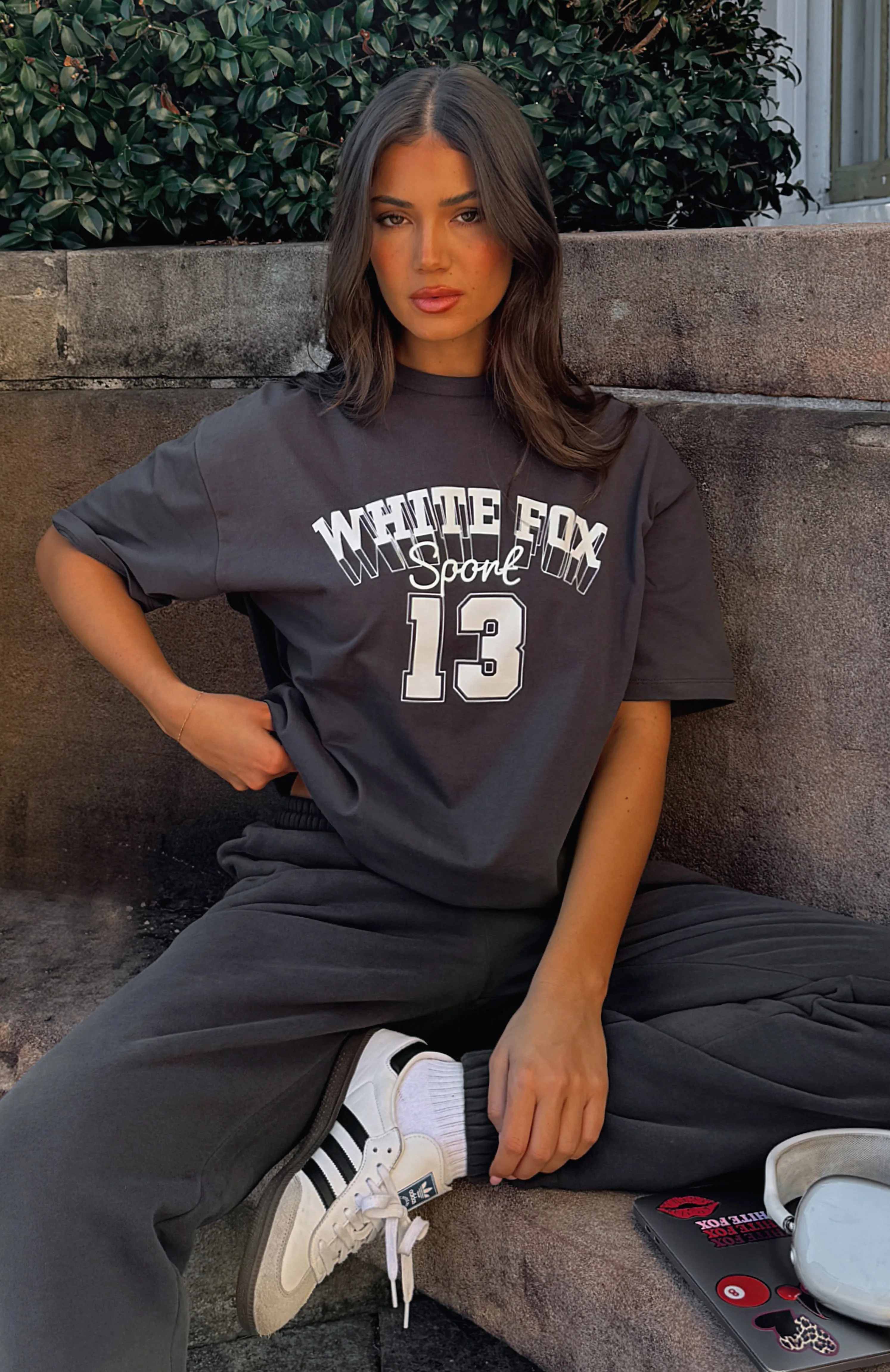 Out Of Line Oversized Tee Charcoal sold by White Fox Boutique product image thumbnail 5