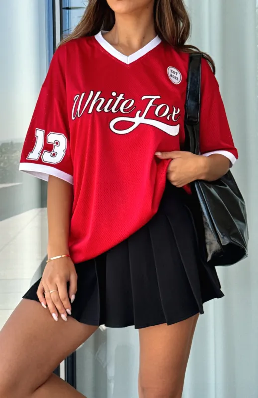 Hit A Home Run Oversized Jersey Red sold by White Fox Boutique