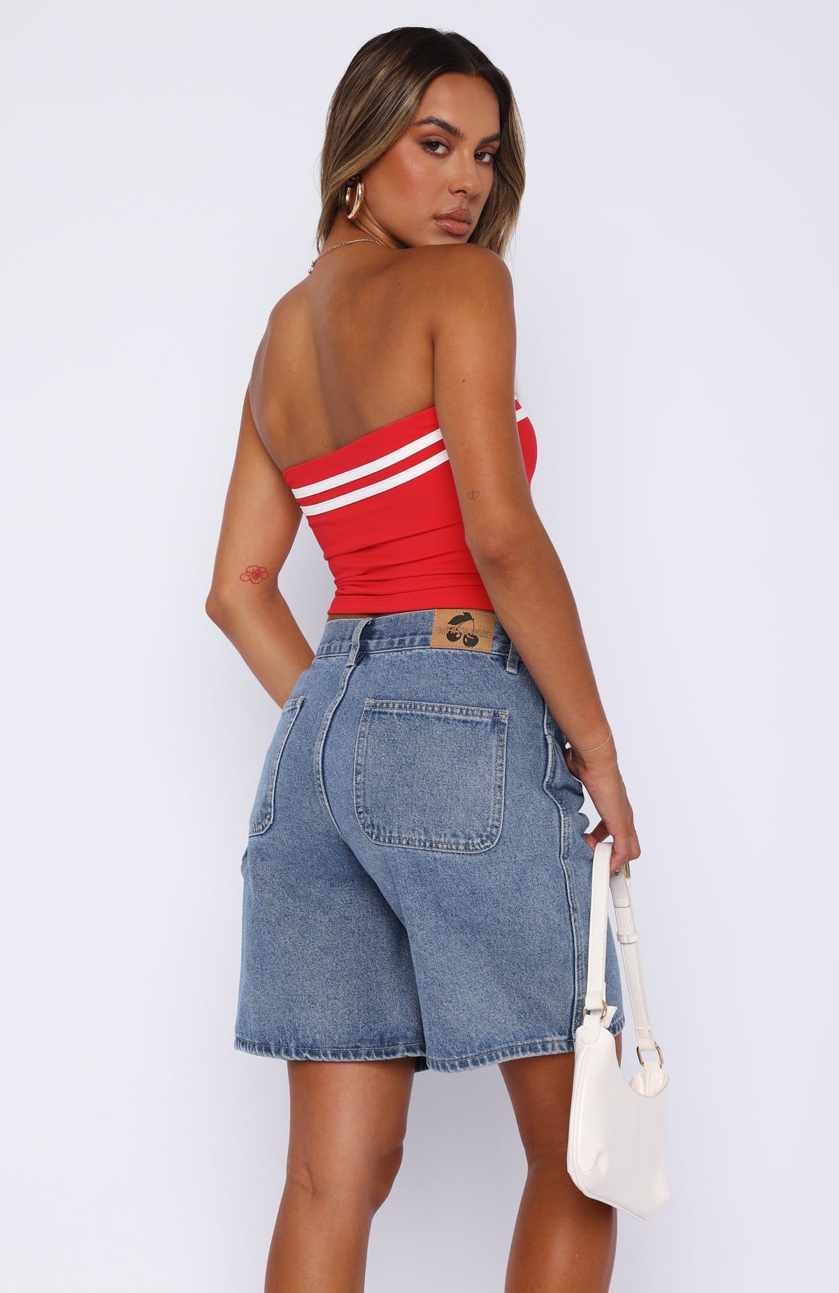 She's Caught Up Strapless Top Red sold by White Fox Boutique product image thumbnail 4