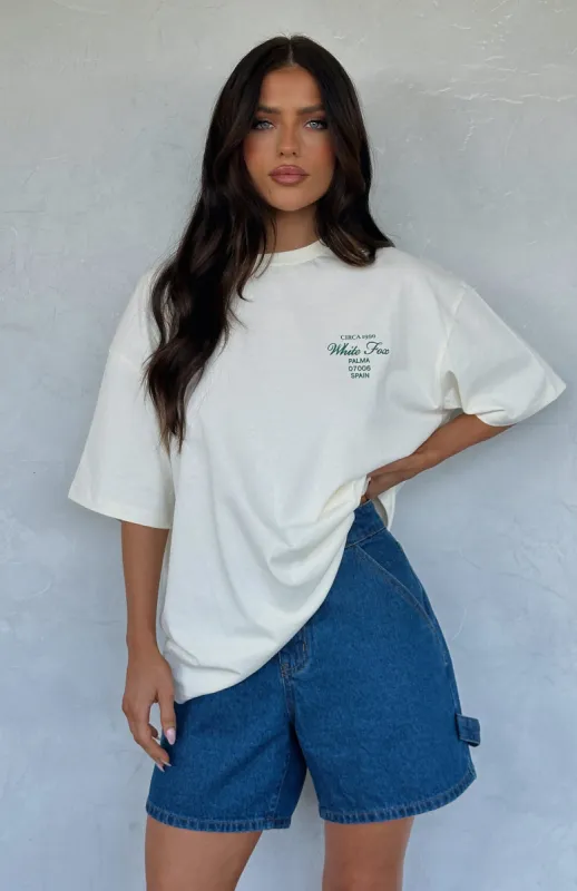 Show Me The World Oversized Tee Off White sold by White Fox Boutique