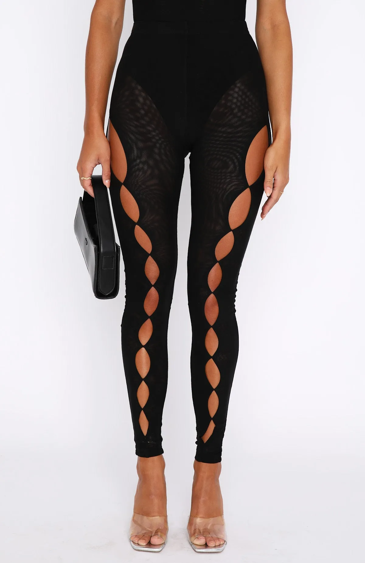 Hollywood Moment Mesh Leggings Black sold by White Fox Boutique product image thumbnail 2