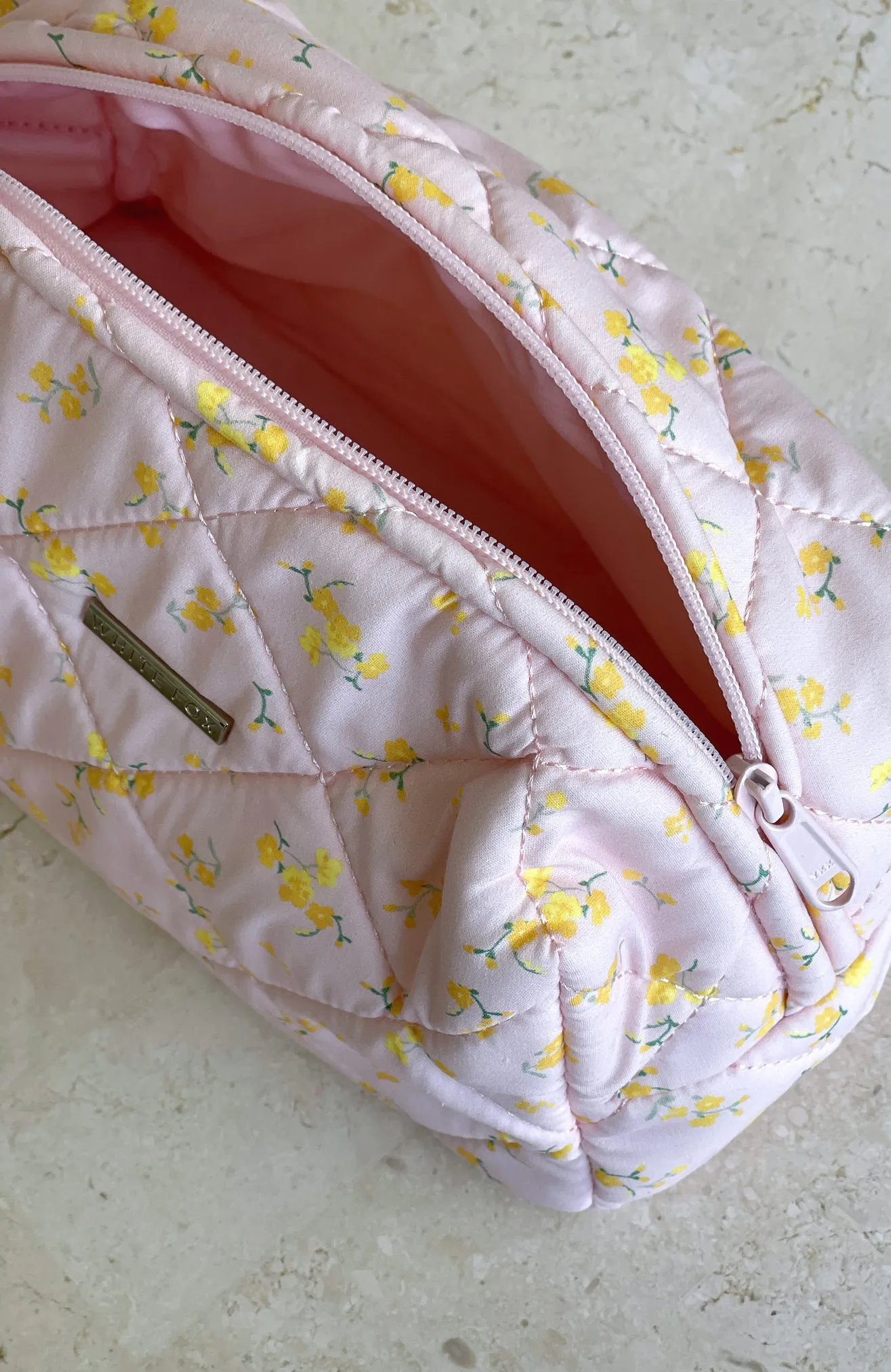 Getting Ready Cosmetic Bag Yellow Bloom sold by White Fox Boutique