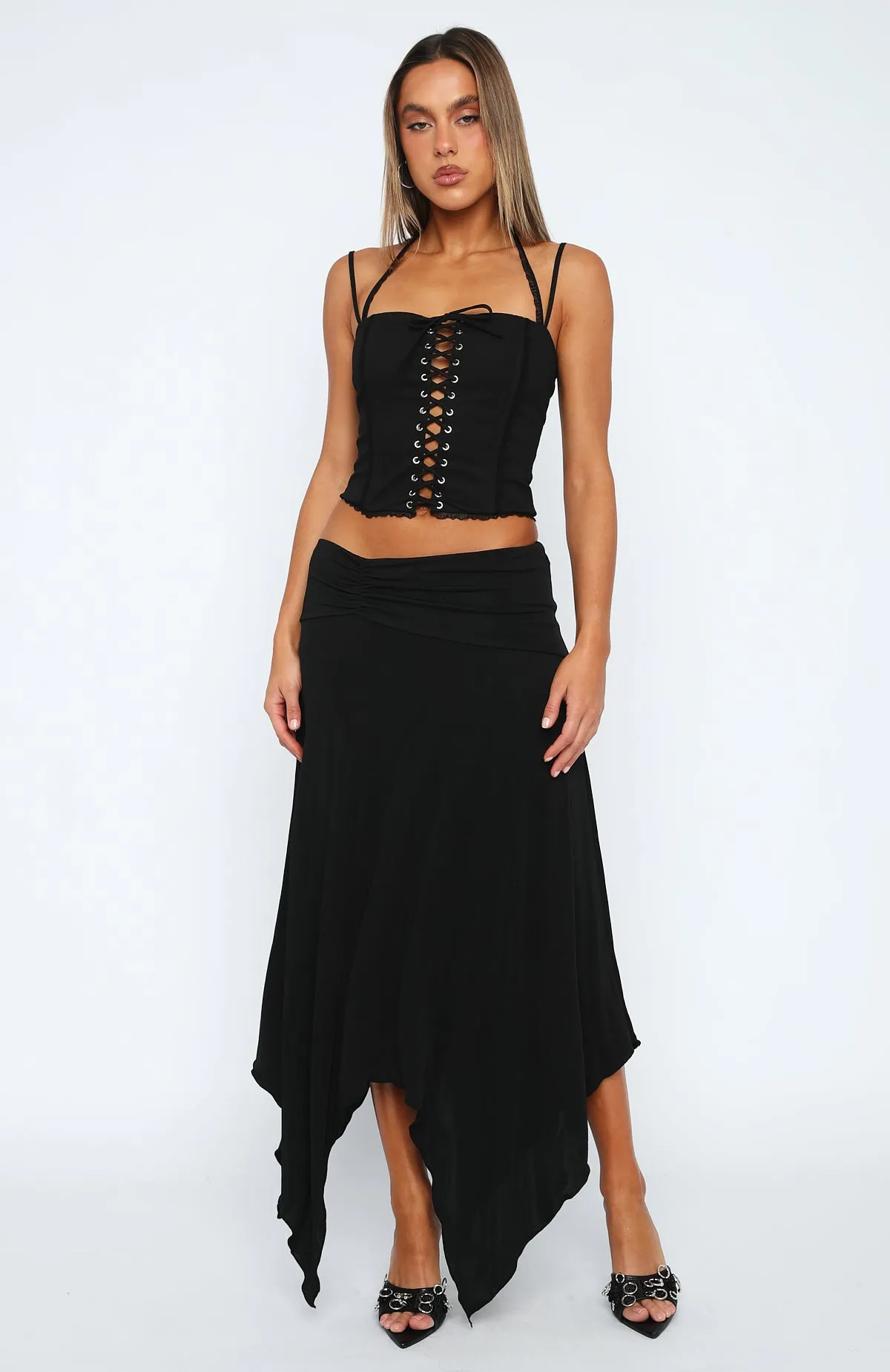 Pretty Poison Midi Skirt Black sold by White Fox Boutique product image thumbnail 2
