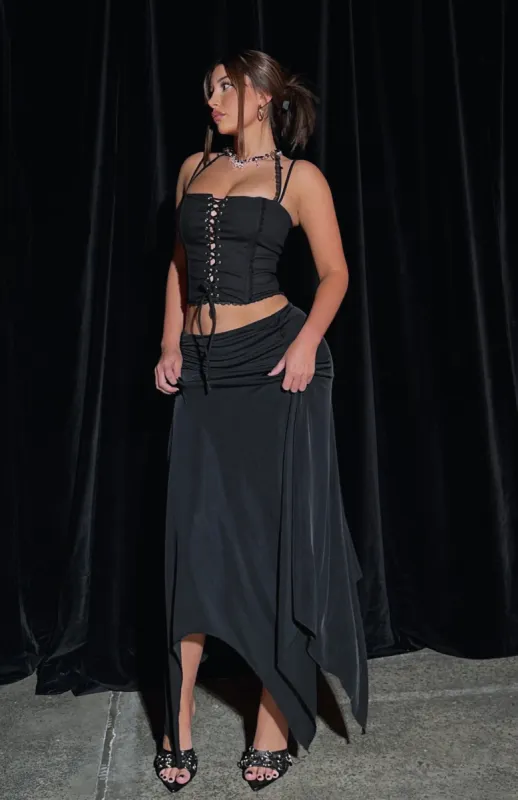 Pretty Poison Midi Skirt Black sold by White Fox Boutique