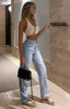 Who's That Girl Straight Leg Denim Jeans Washed Blue sold by White Fox Boutique