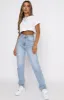 Who's That Girl Straight Leg Denim Jeans Washed Blue sold by White Fox Boutique