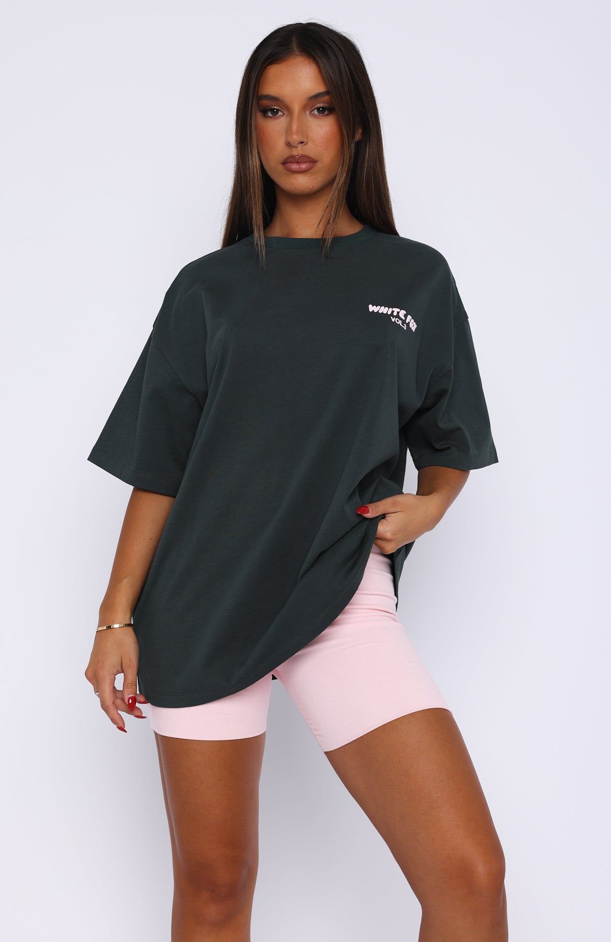 Just Your Style Oversized Tee Dark Green sold by White Fox Boutique product image thumbnail 2