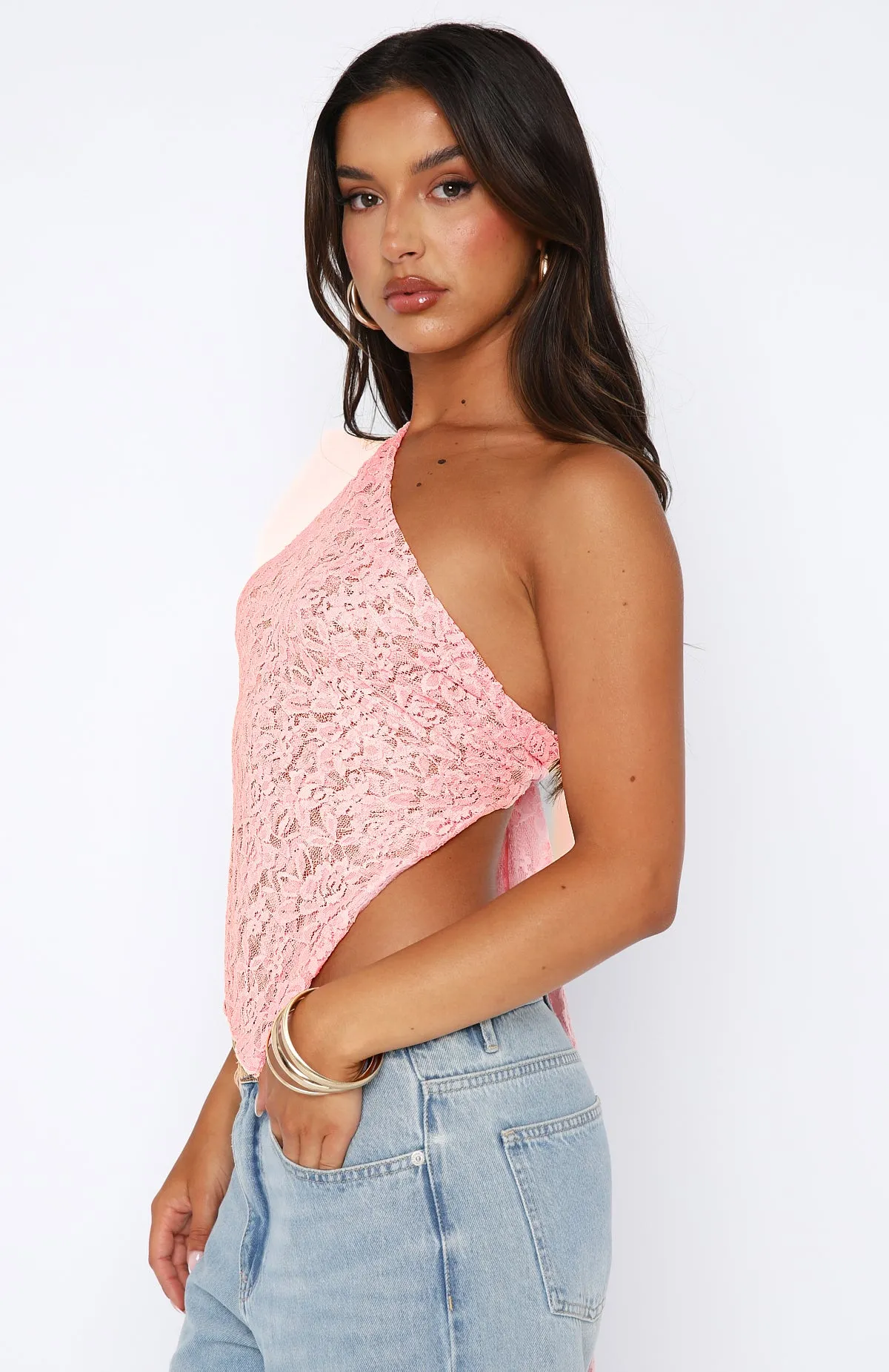 It's A Love Story Lace Top Pink sold by White Fox Boutique product image thumbnail 4