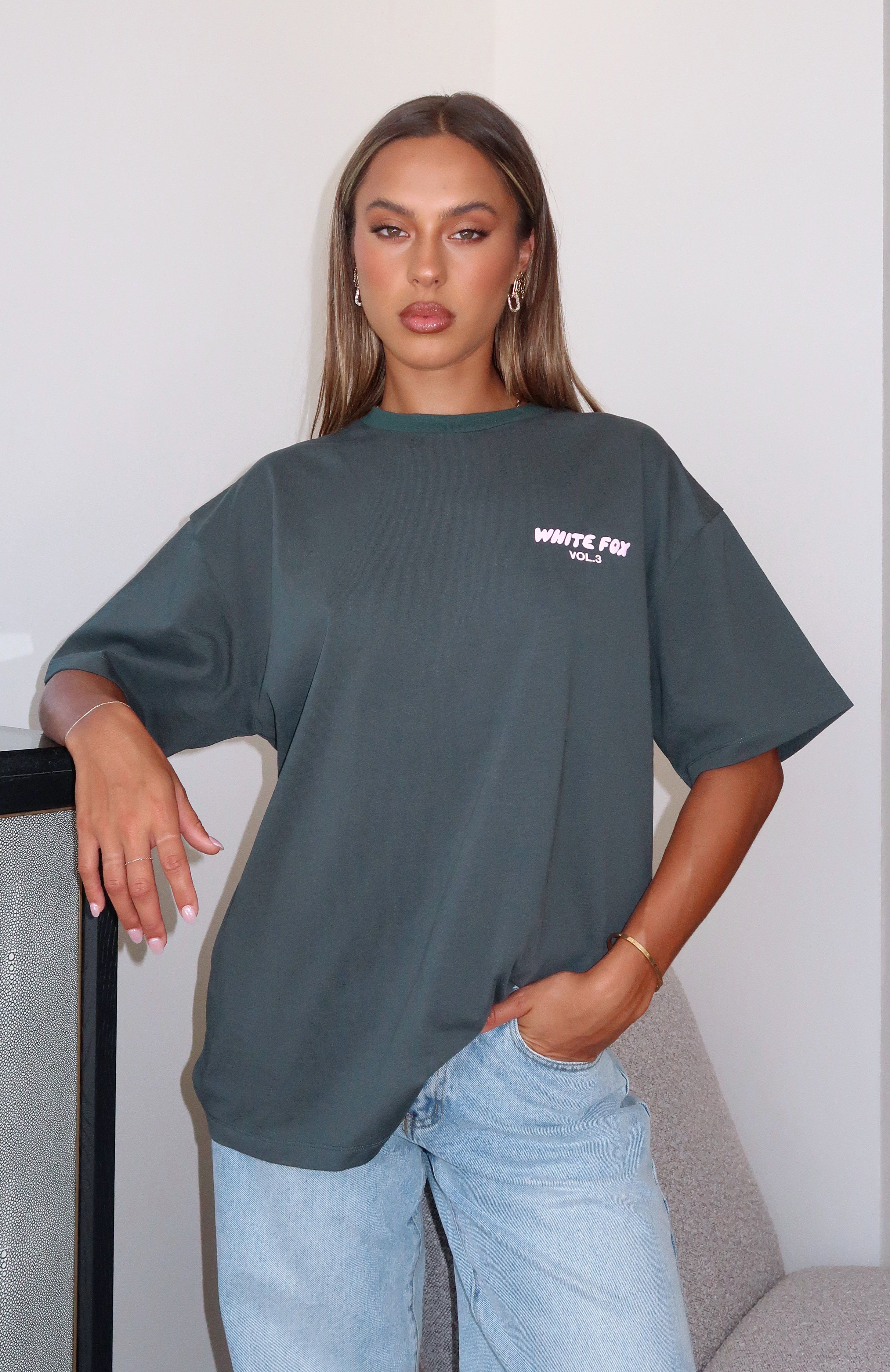 Just Your Style Oversized Tee Dark Green sold by White Fox Boutique product image thumbnail 5