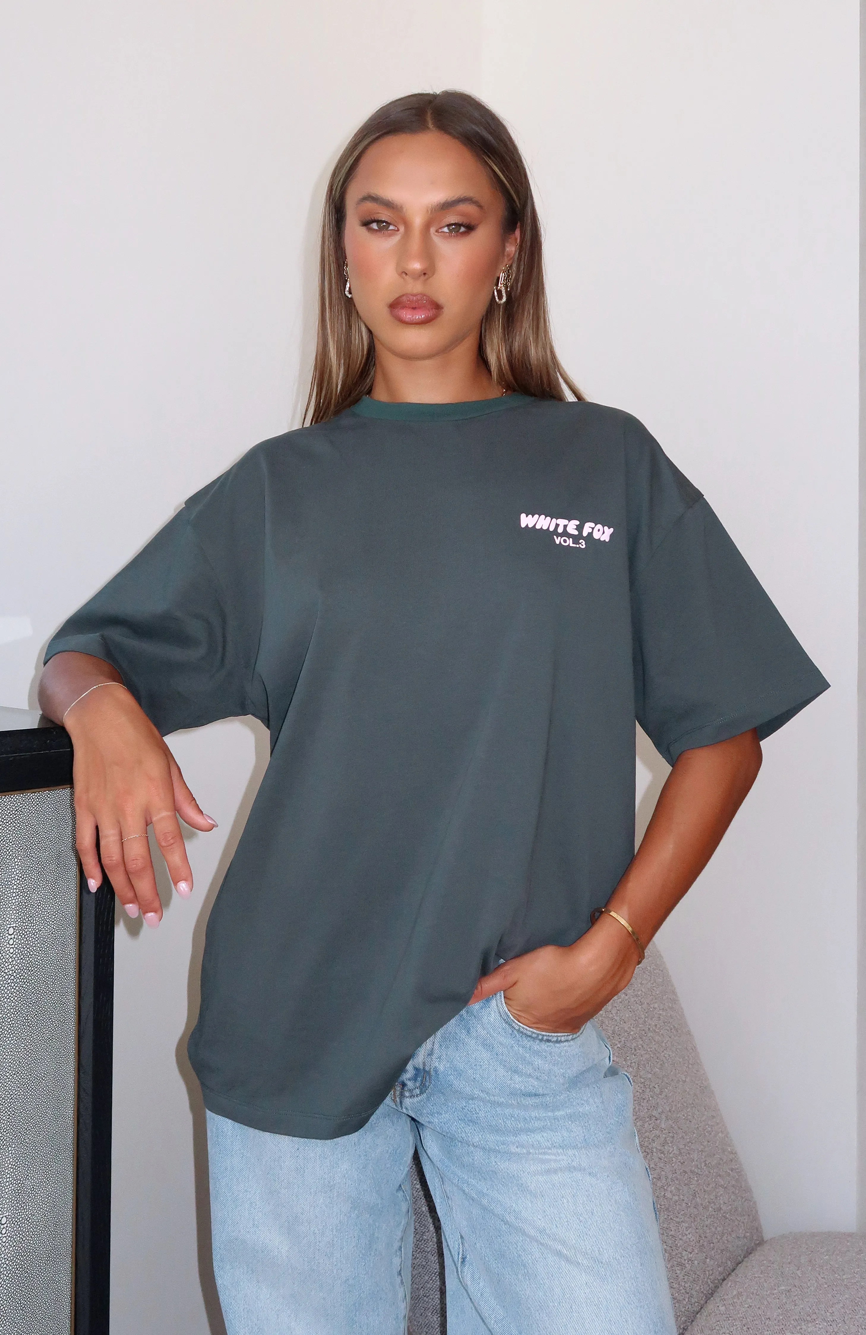 Offstage Oversized Tee Dark Green sold by White Fox Boutique product image thumbnail 5