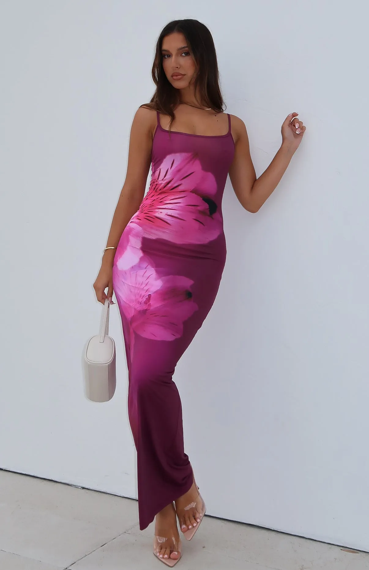 Feeling The Heat Maxi Dress Berry Lush sold by White Fox Boutique
