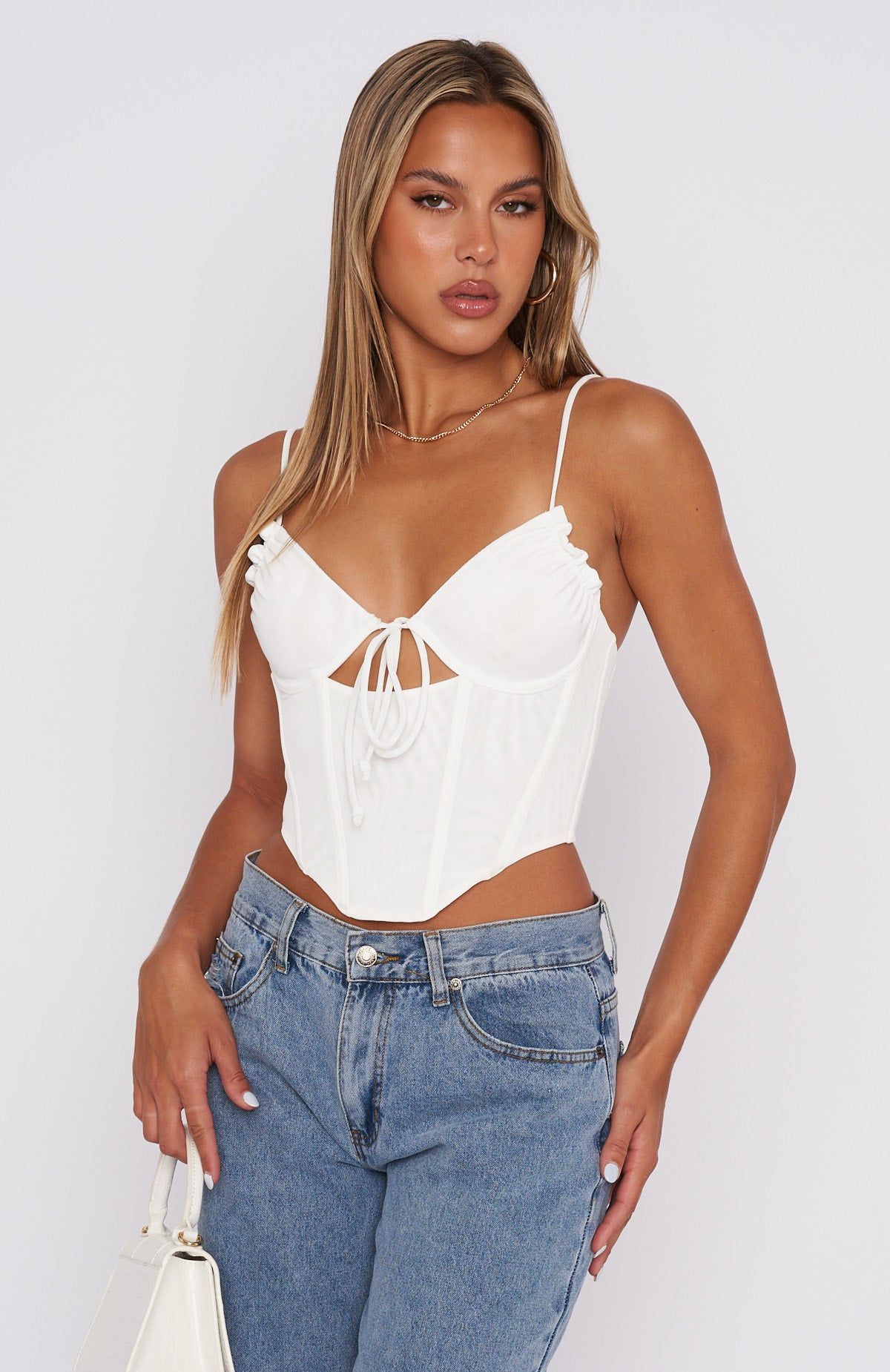 Better Off Alone Mesh Bustier White sold by White Fox Boutique product image thumbnail 2