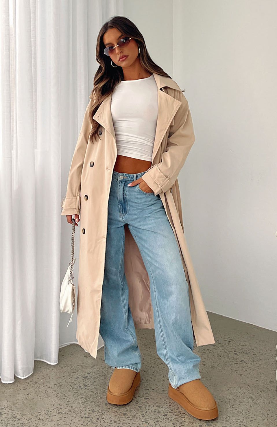 Feeling Fine Trench Coat Beige sold by White Fox Boutique product image thumbnail 5
