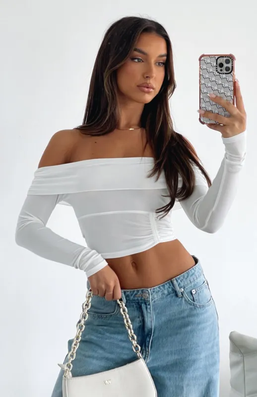 Not Alone Long Sleeve Crop White made by White Fox Boutique