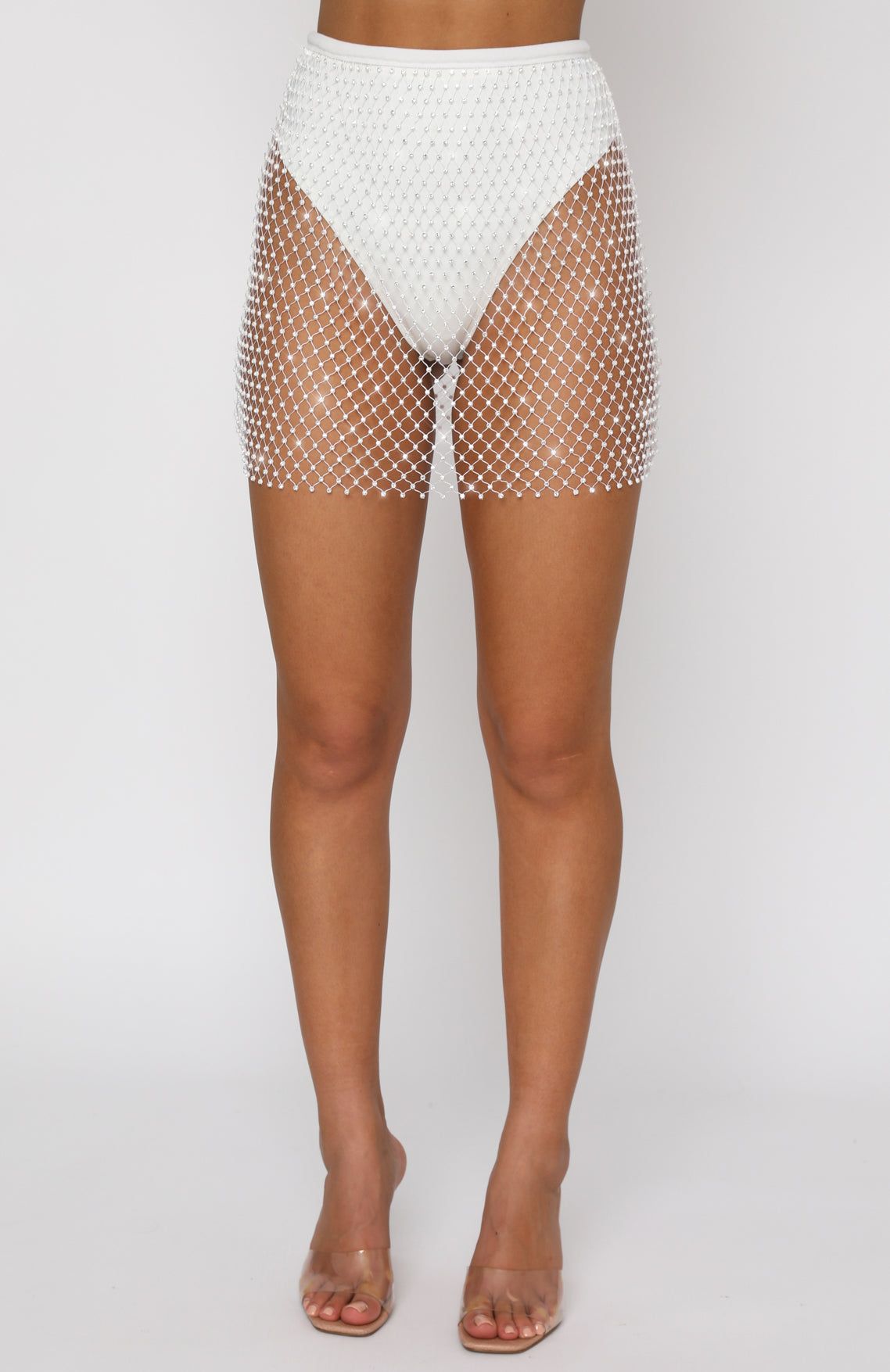 Feel The Beat Mini Skirt White sold by White Fox Boutique product image thumbnail 2