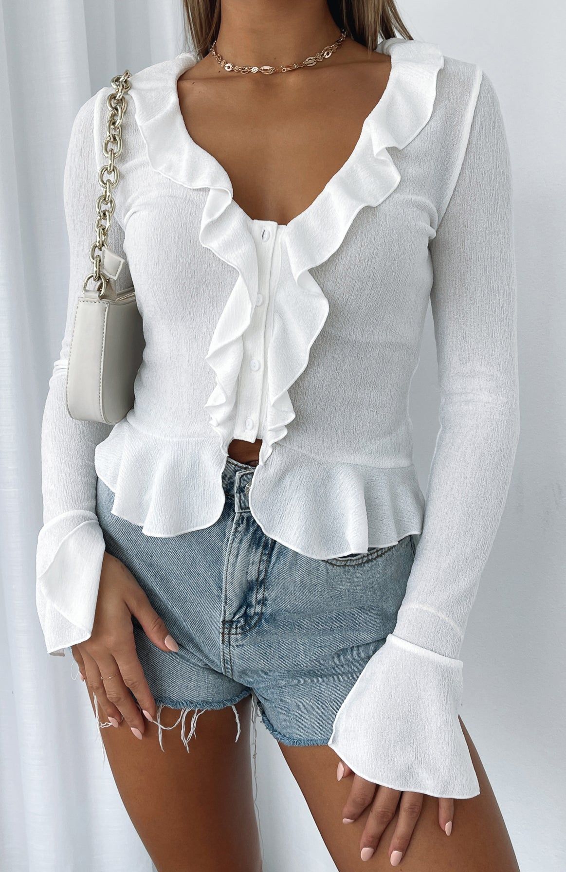 Feel My Love Long Sleeve Top White sold by White Fox Boutique product image thumbnail 5