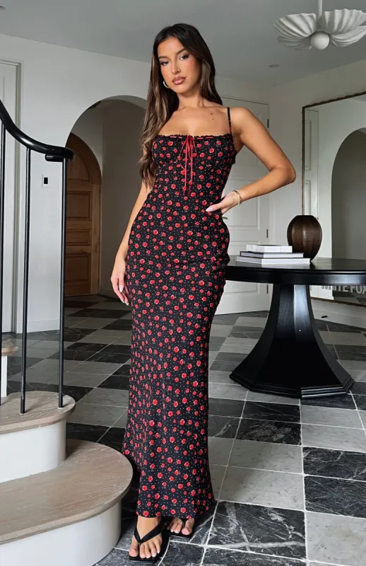 Making Decisions Maxi Dress Midnight Poppy sold by White Fox Boutique