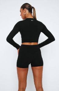 Up Early Long Sleeve Crop Black sold by White Fox Boutique