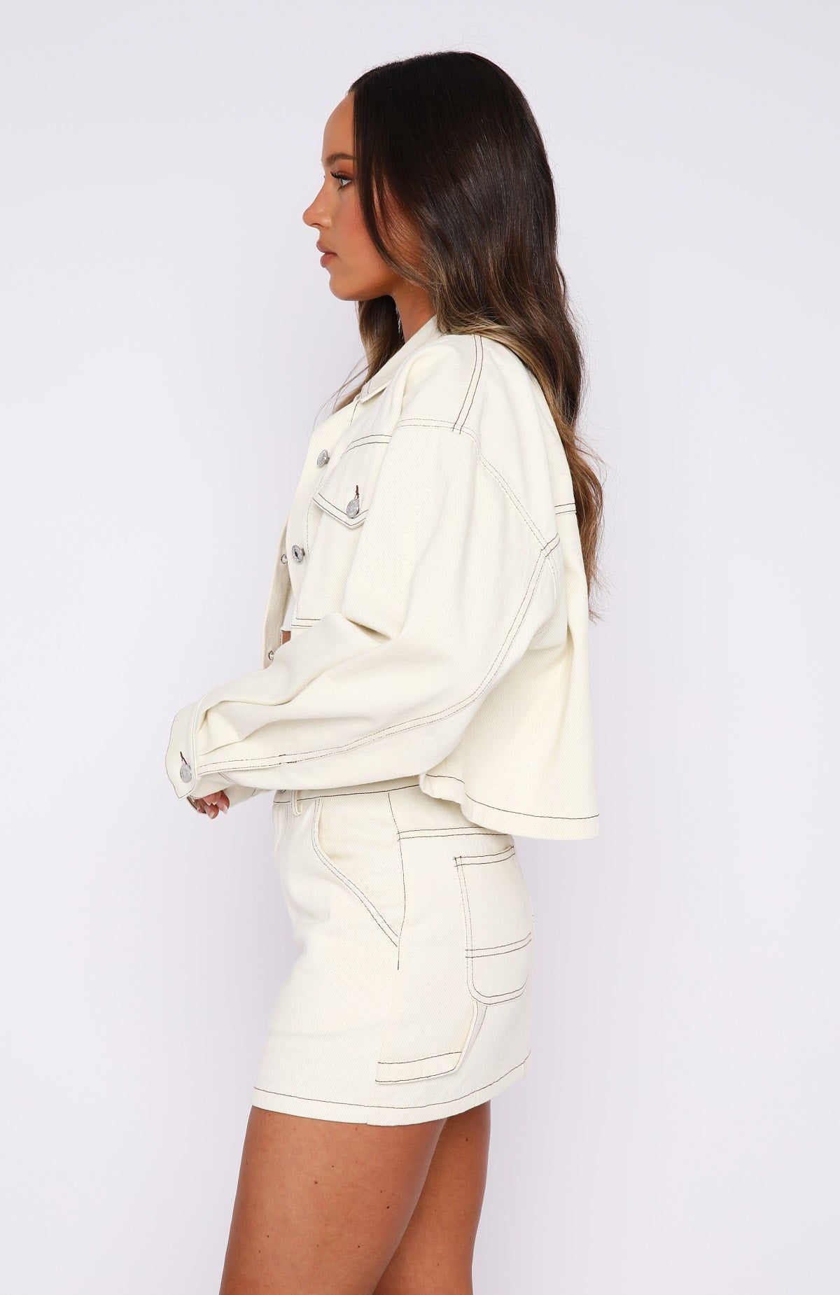 Mystery Of Love Cargo Mini Skirt Off White sold by White Fox Boutique product image thumbnail 3