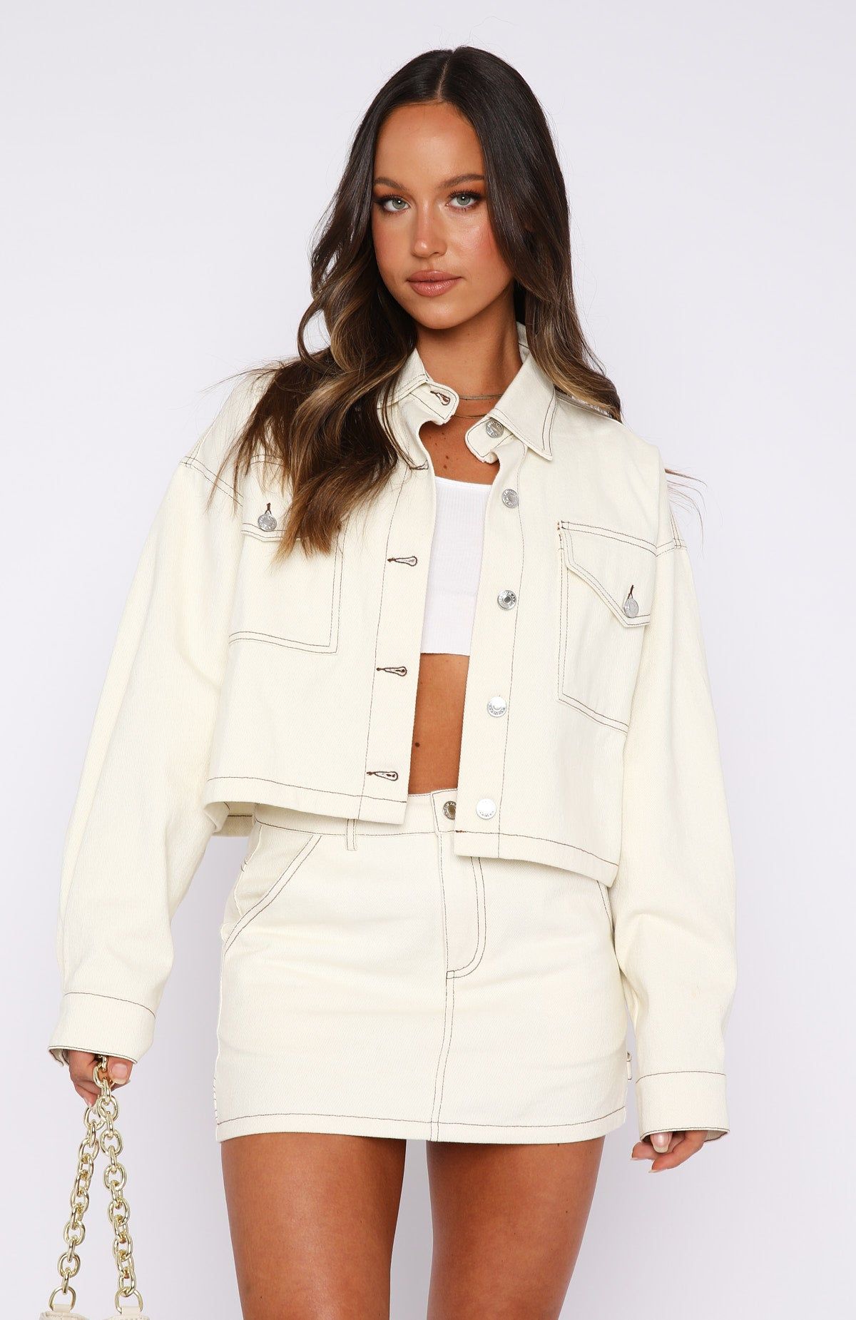 Mystery Of Love Cargo Mini Skirt Off White sold by White Fox Boutique product image thumbnail 2