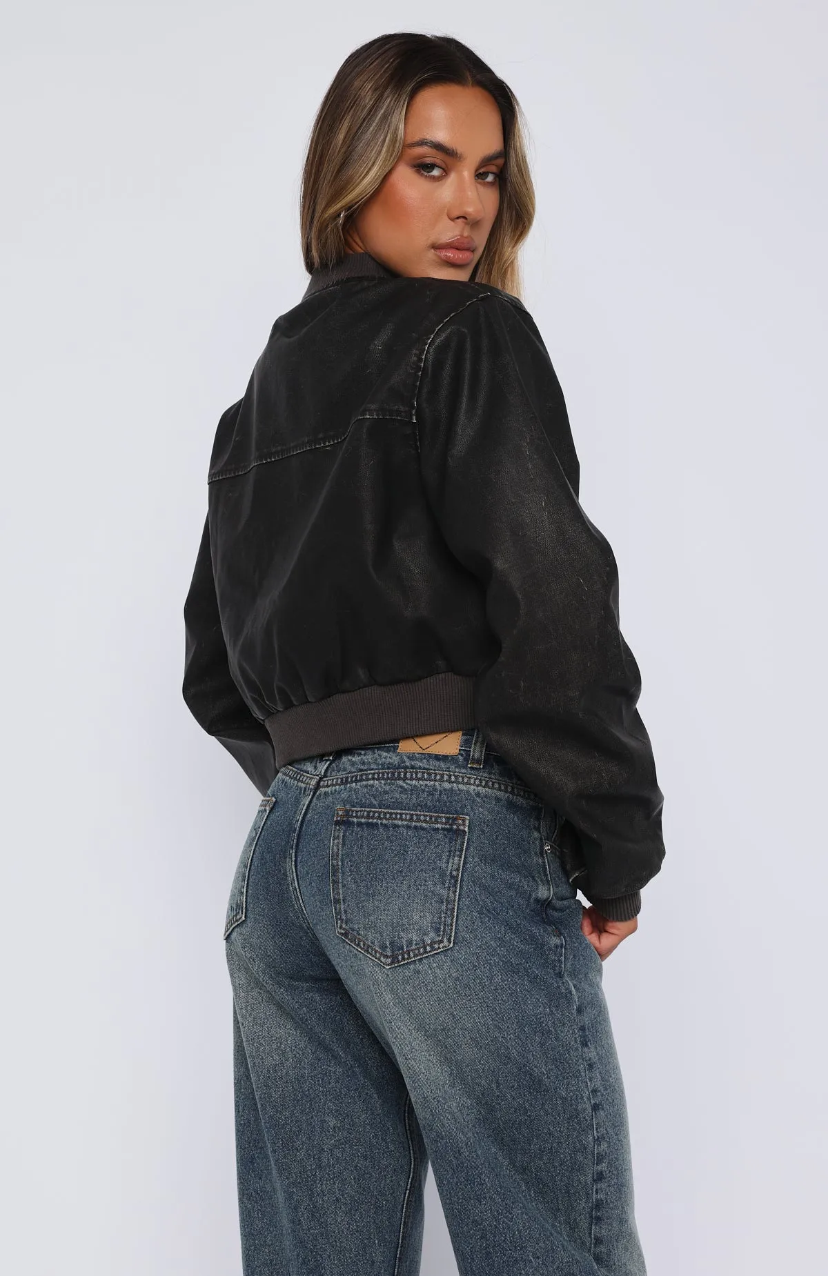 Don't Want You PU Jacket Charcoal sold by White Fox Boutique product image thumbnail 5