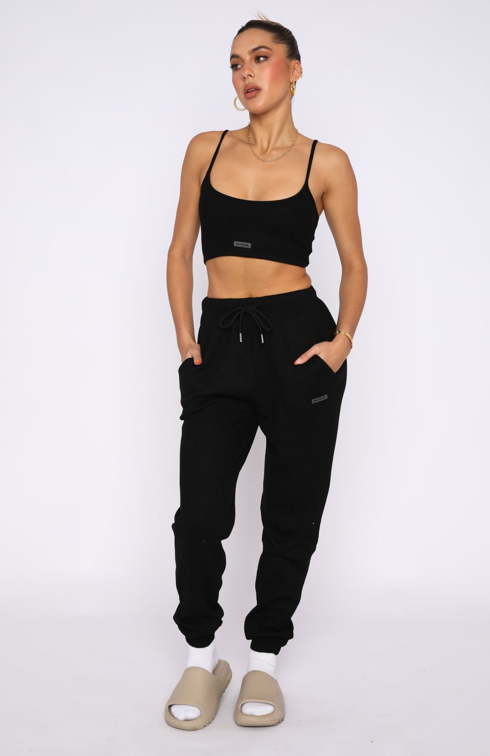 Something Special Waffle Crop Black sold by White Fox Boutique product image thumbnail 5