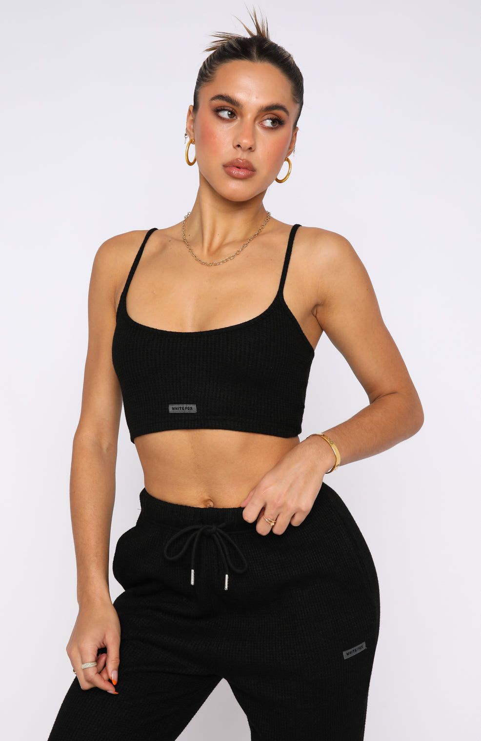 Something Special Waffle Crop Black sold by White Fox Boutique product image thumbnail 2