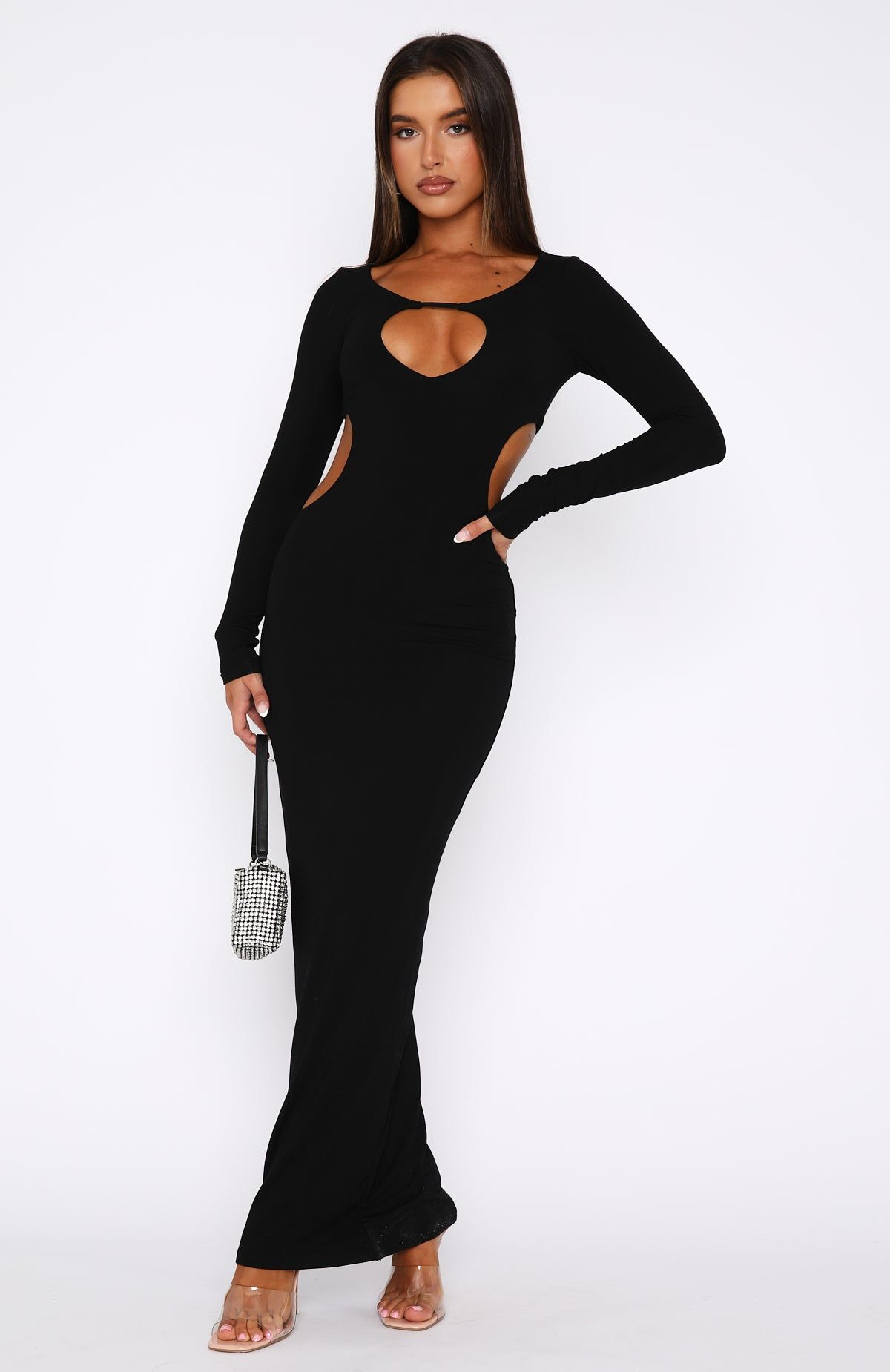 Good Karma Long Sleeve Maxi Dress Black sold by White Fox Boutique product image thumbnail 2
