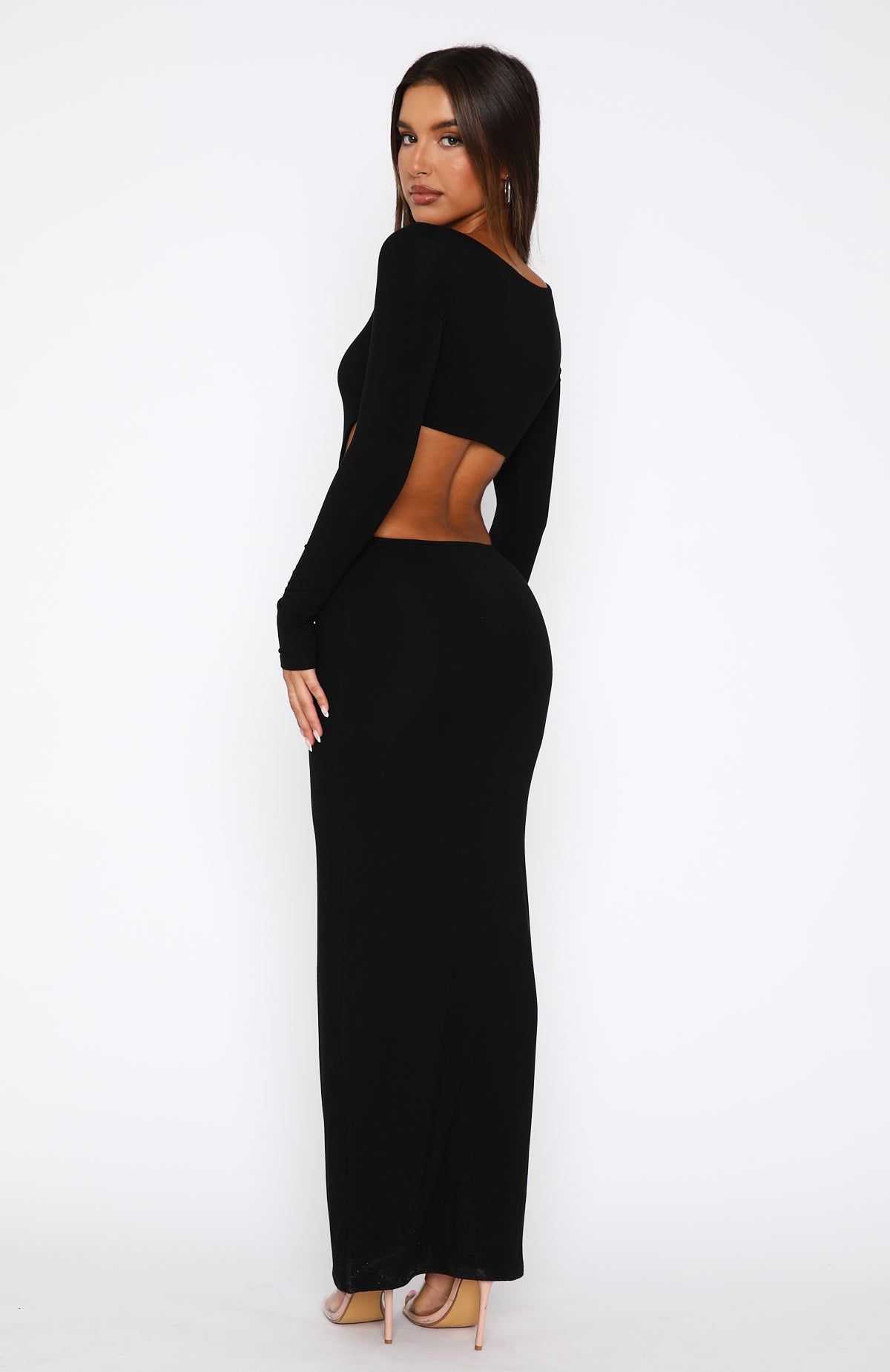 Good Karma Long Sleeve Maxi Dress Black sold by White Fox Boutique product image thumbnail 4