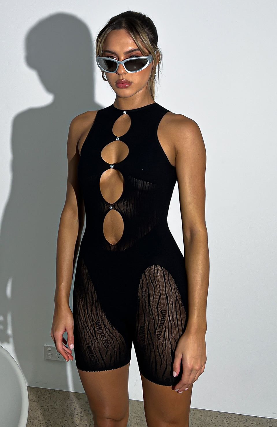 Knock Them Down Romper Black sold by White Fox Boutique