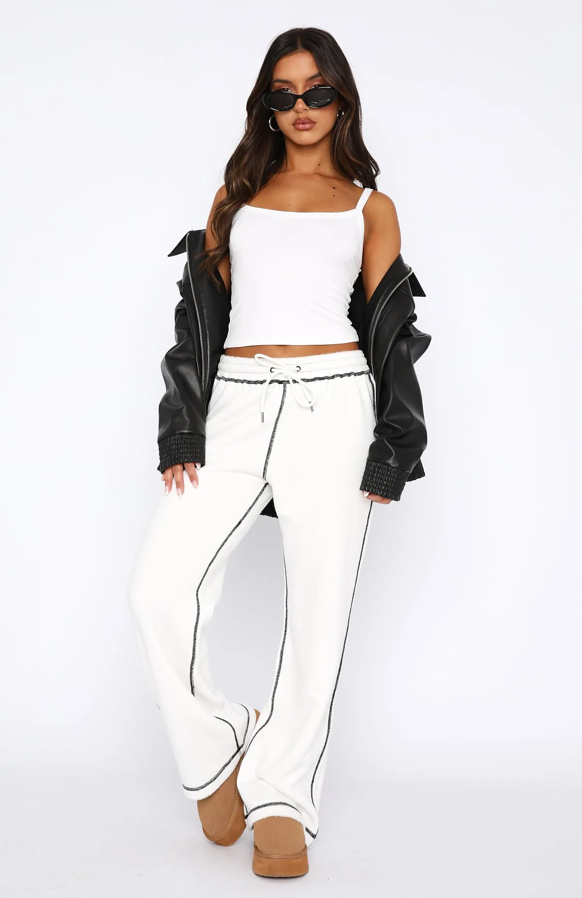 Monday Mood Track Pants White sold by White Fox Boutique product image thumbnail 2