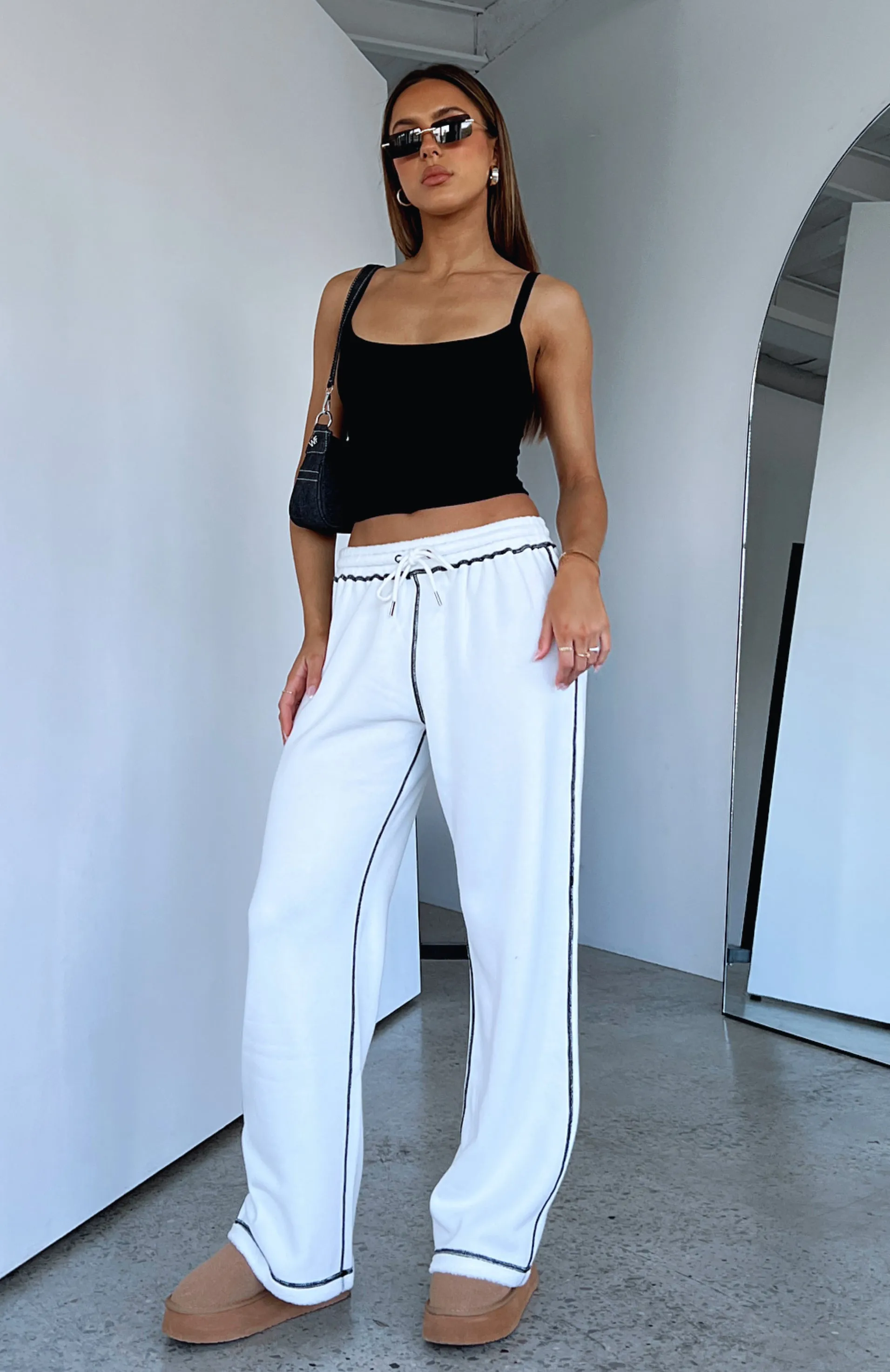 Monday Mood Track Pants White sold by White Fox Boutique