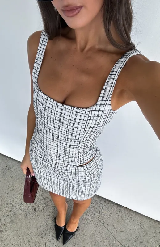 Holding Hands Tweed Bustier White/Black sold by White Fox Boutique