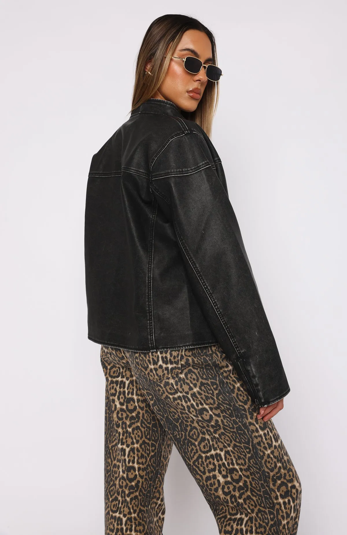Dazed PU Jacket Black sold by White Fox Boutique product image thumbnail 3