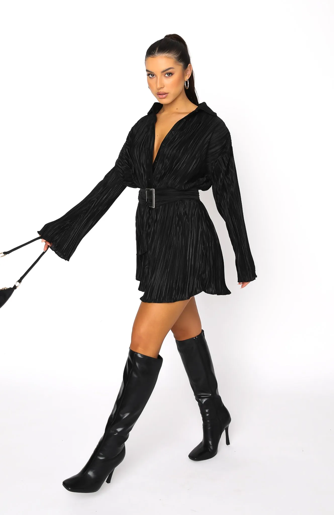 More About Me Long Sleeve Mini Dress Black sold by White Fox Boutique product image thumbnail 5
