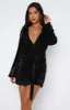 Stars Shining Long Sleeve Mini Dress Black sold by White Fox Boutique