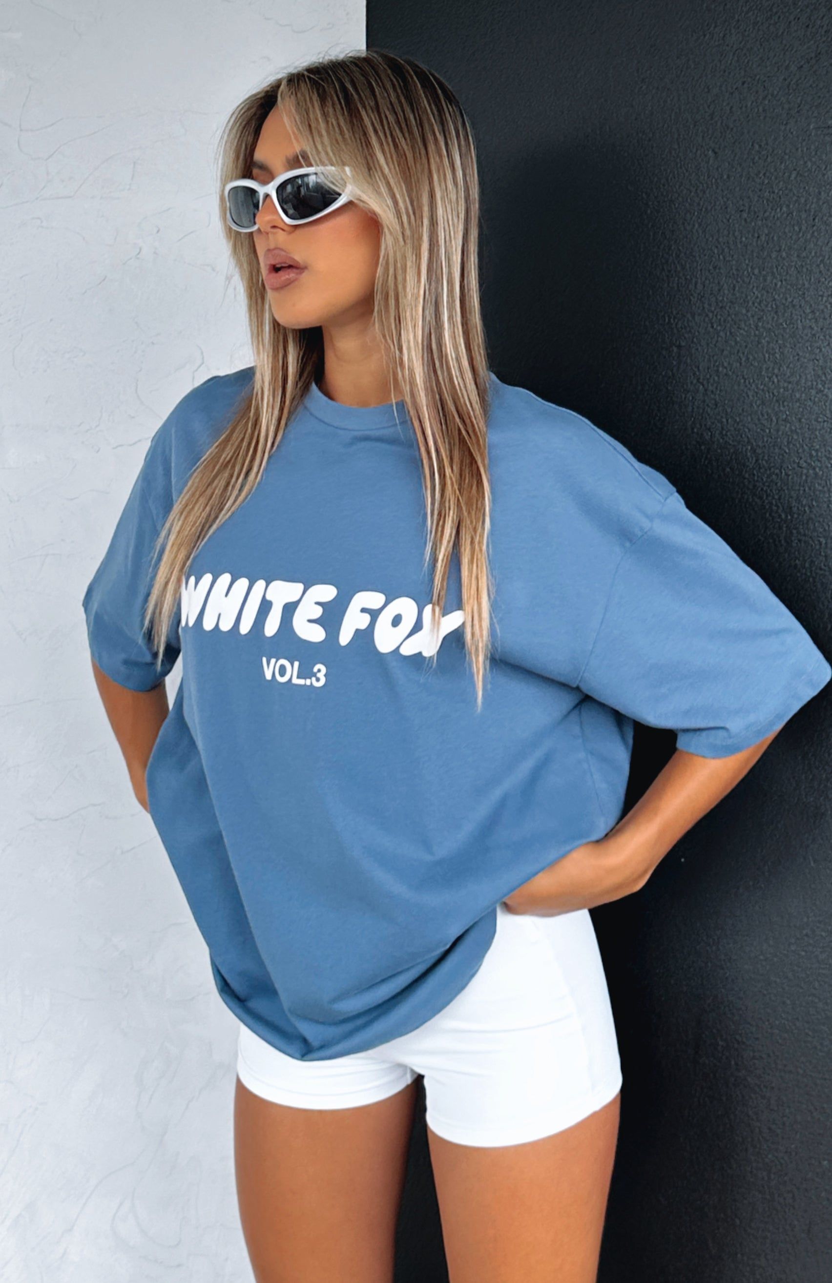 Offstage Oversized Tee Ocean sold by White Fox Boutique