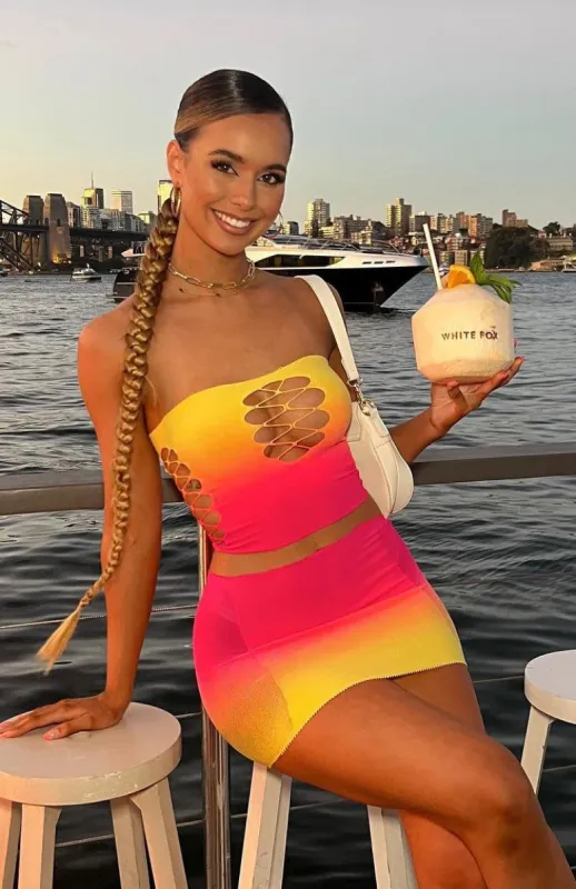 Peace Of Mind Strapless Crop Sunset Gradient sold by White Fox Boutique