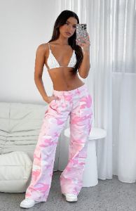Taking Control Cargo Pants Pink Camo sold by White Fox Boutique