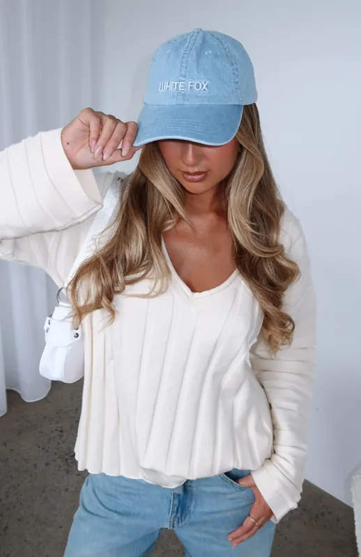 Highest Vibe Cap Light Blue Wash sold by White Fox Boutique