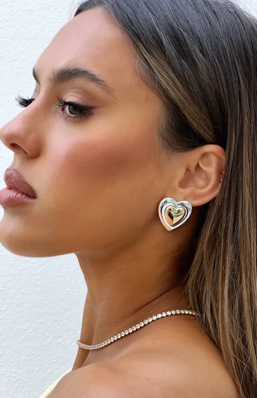 Aurora Heart Earrings Gold/Silver sold by White Fox Boutique