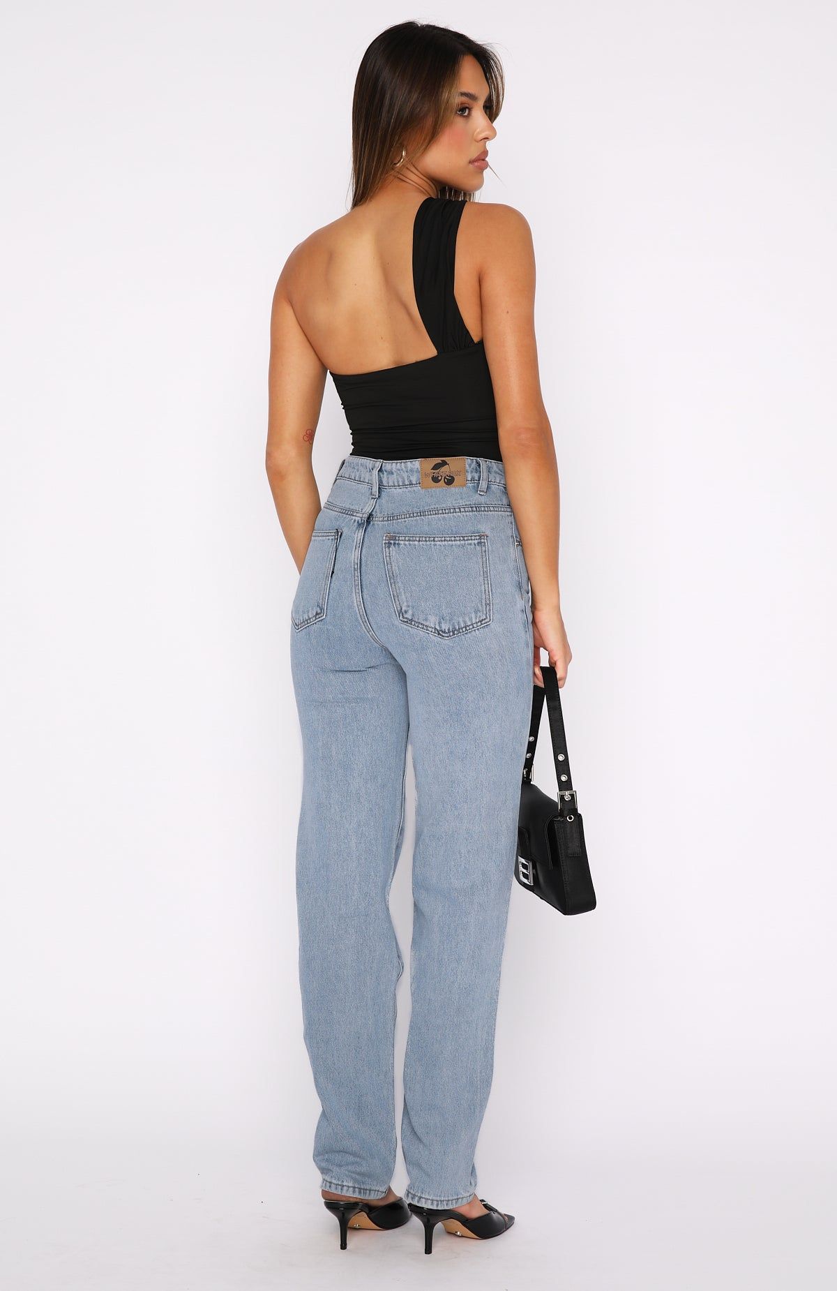 Let's Relax High Rise Slim Leg Jeans Light Blue Wash sold by White Fox Boutique product image thumbnail 4