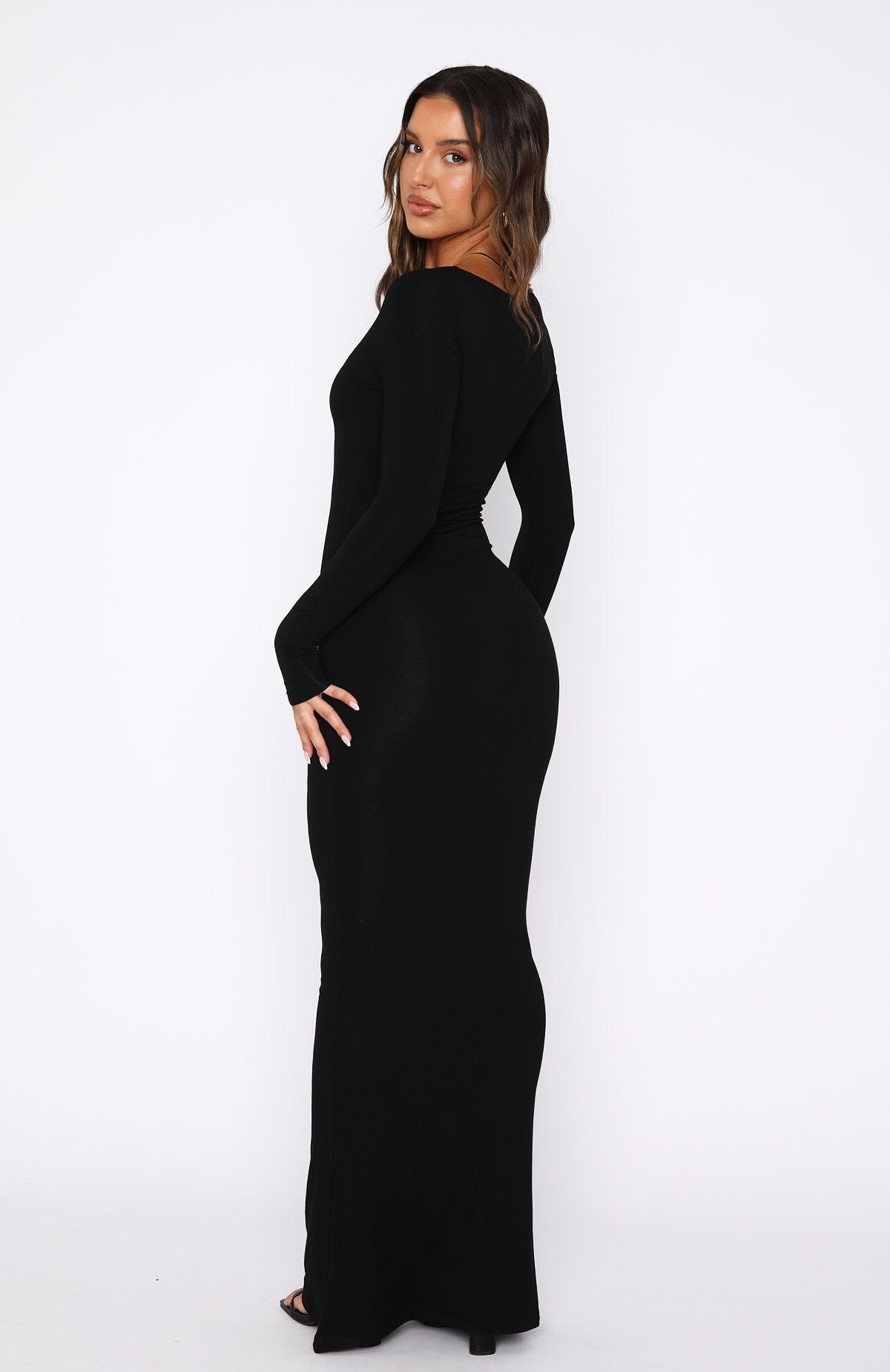 Get My Attention Long Sleeve Maxi Dress Black sold by White Fox Boutique product image thumbnail 4