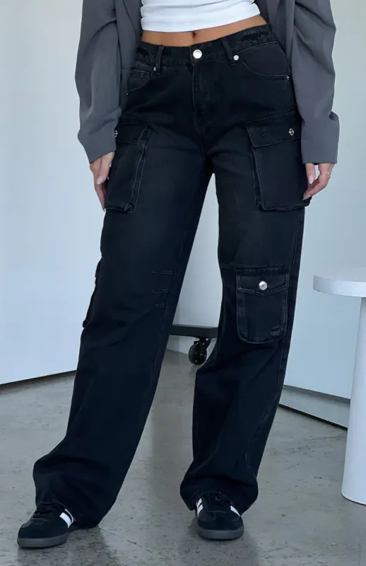 Tell Me Your Secrets Low Rise Wide Leg Jeans Washed Black sold by White Fox Boutique