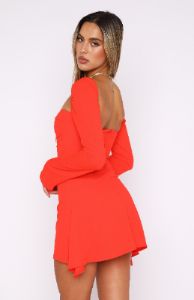 This Just In Long Sleeve Mini Dress Fiery Red sold by White Fox Boutique