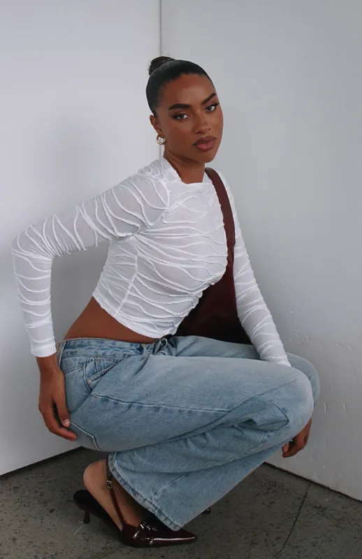 Higher Highs Long Sleeve Top White sold by White Fox Boutique