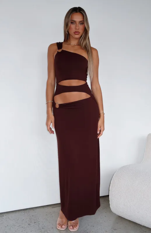 Made Me Different Maxi Dress Chocolate sold by White Fox Boutique