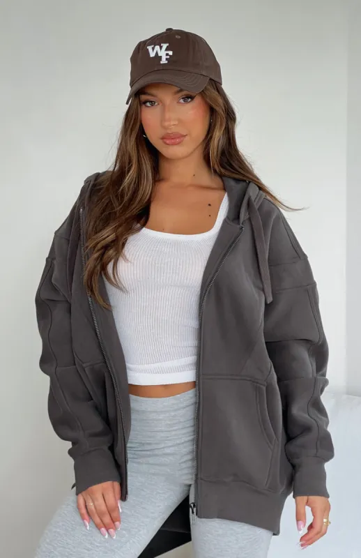 Everything You Want Zip Front Hoodie Shadow sold by White Fox Boutique