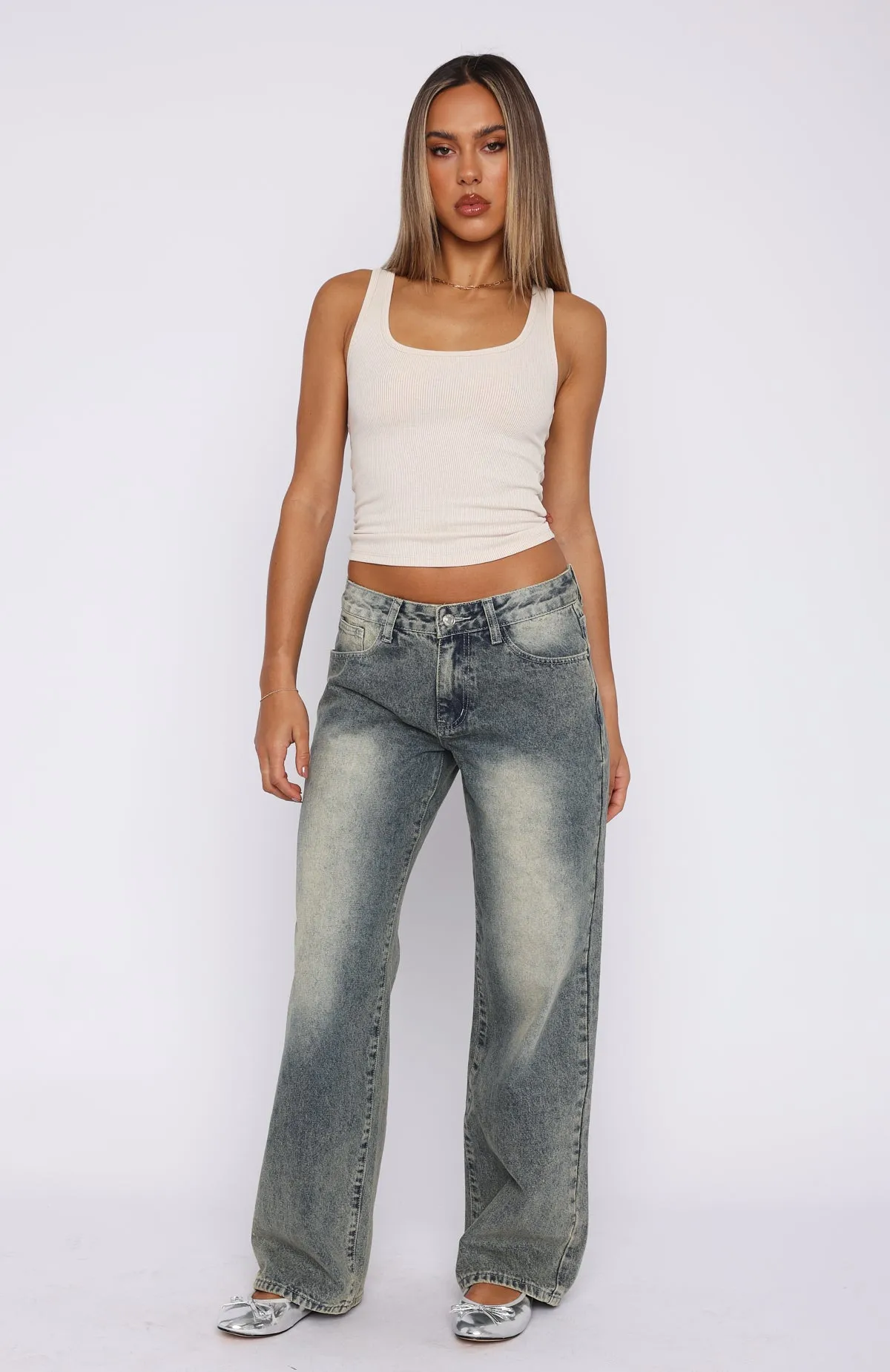 Bring The Style Low Rise Wide Leg Jeans Sand sold by White Fox Boutique product image thumbnail 2